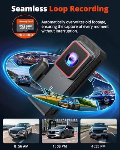 Kingslim 4K Dash Cam Front and Rear with 64GB SD Card, 5G WiFi Dash Camera for Cars, 1.5'' Screen Dashcam Wireless APP Control, Support G-Sensor/Time Lapse 2 Kinds Parking Monitor 6