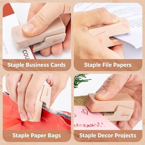 NUSIGN Mini Stapler with 830 Staples, Small Cute Desk Staplers, 25 Sheet Capacity, Fluid Brown 5