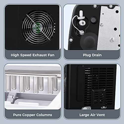 AGLUCKY Ice Makers Countertop with Self-Cleaning, 26lbs/24hrs, 9 Cubes Ready in 6 Mins, Portable Ice Machine with 2 Sizes Bullet Ice/Ice Scoop/Basket for Home/Kitchen/Office/Bar/Party, Black 6