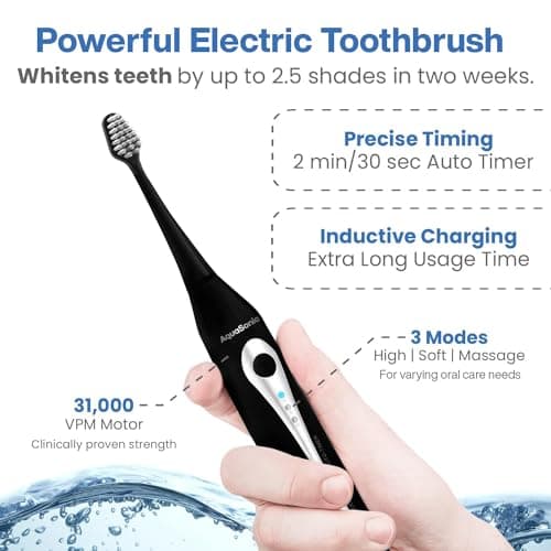 AquaSonic Home Dental Center Rechargeable Power Toothbrush & Smart Water Flosser - Complete Family Oral Care System - 10 Attachments and Tips Included - Various Modes & Timers (Black) 5