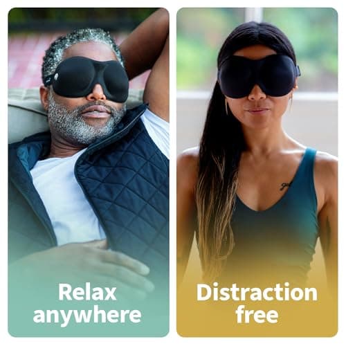 Nidra Contoured Sleep Mask for Side Sleepers – Zero Pressure Fit, Light Blocking Eye Shade for Sleeping & Travel – Black, Standard Size 8