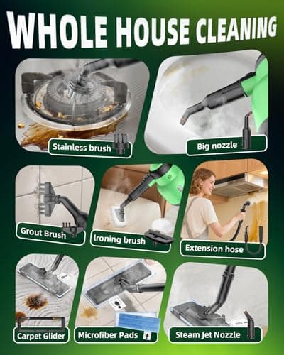 Steam Mop with Detachable Handheld Steam Cleaner for Home, 12-in-1 Multi Accessories, Quick 15s Heat, 221°F Floor Steamer & 320ml Water Tank, Powerful Steamer for Cleaning Floor, Carpet, Windows, Tile 8