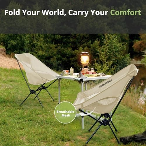 CAMEL CROWN Portable Camping Chair Lightweight Compact Folding Chair Mesh for Outdoor Camp Travel Beach Picnic Festival Hiking Backpacking White 7