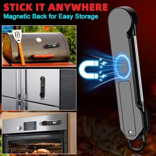 Digital Meat Thermometer for Chef Gifts Cooking, Grilling & BBQ - Ultra-Fast Instant Read Thermometer with Waterproof Design,Backlight & Calibration - Perfect for Deep Frying, Turkey, Beef (Black) 7
