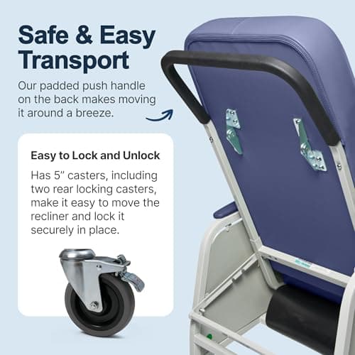 Lumex 3-Position Medical Recliner, Reclining Geri Chair with Wheels, Imperial Blue 6