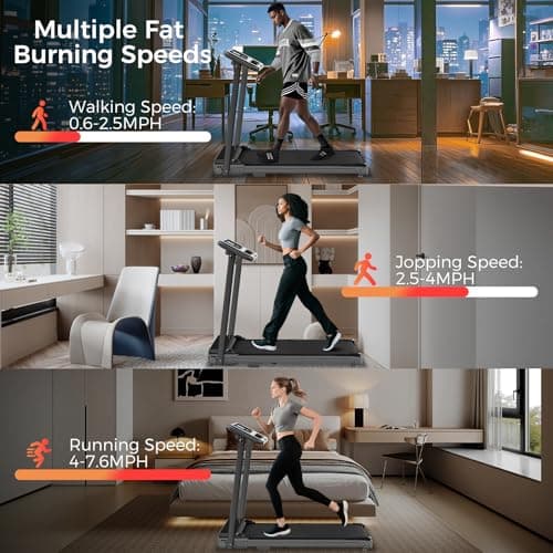 Portable Treadmill with Handle, 3.0HP Walking Pad Treadmill, Electric Compact Treadmills,Treadmills for Home Small Space with 12 Preset Programs, Walking Pad with Handle,300 LBS Capacity(Black) 5