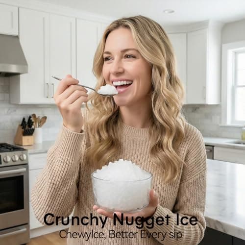 NEWBULIG Nugget Ice Makers Countertop, Portable Nugget Ice Machine, Ready in 6 Mins, 24lbs in 24Hrs, Auto-Cleaning, with Basket and Scoop, for Home, Kitchen, RV, Camping, Black 8