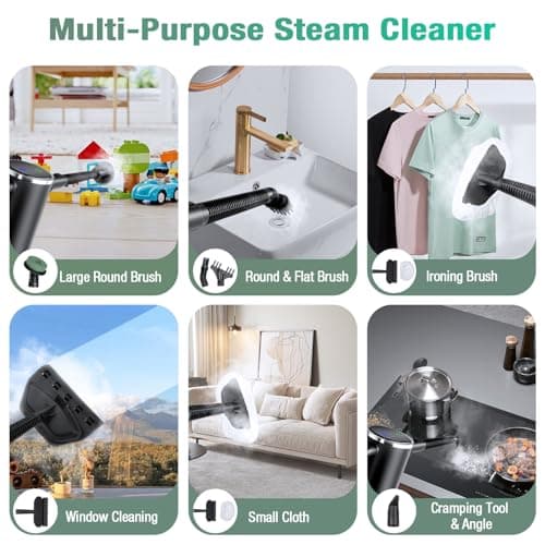 11-in-1 Steam Mop - Detachable Handheld Steam Cleaner with 380mL Tank, 260℉ Floor Steamer for Hardwood, Tile, Grout, Windows, Bath & Kitchen - 3-Level Steam Control, Multi-Purpose Floor Steam Cleaner 7