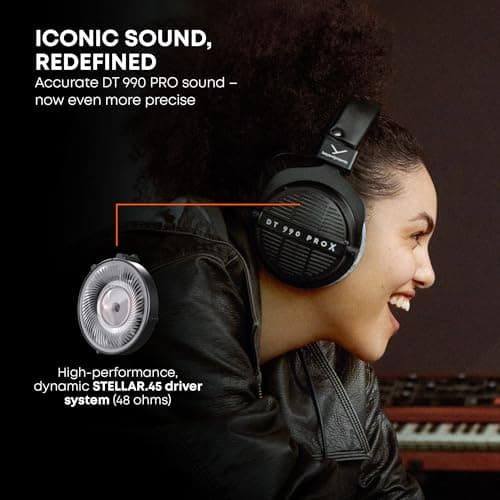 beyerdynamic DT 990 Pro X 48 ohm Wired Over-Ear, Open Back Professional Recording Studio Monitor Headphones for Mixing, Editing, Critical Listening, DJ Stereo Headsets, Made in Germany, Black w/Gray 6