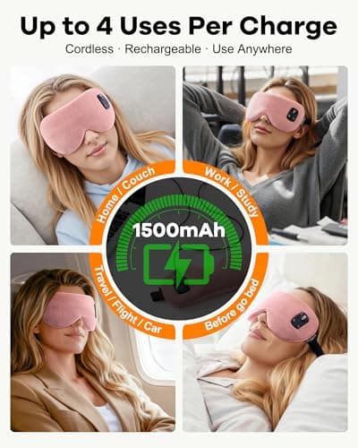 FACEMOON Cordless Heated Eye Mask for Stye & Eye Relief - Rechargeable Warm Compress for Dry Eyes, MGD & Blepharitis - Electric Warming Sleep Mask with Natural Flaxseed Moist Heat (Pink) 6