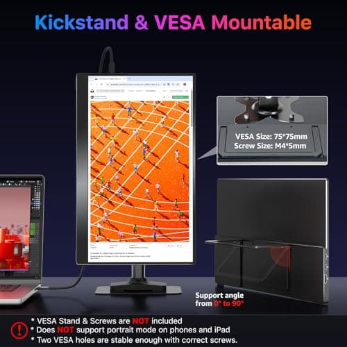 kksmart Portable Monitor 15.6 inch 4K UHD 145% sRGB 60Hz, Travel Monitor for Laptop MacBook Surface PC Xbox PS5, HDMI USB-C VESA Compatible Built-in Speaker 6