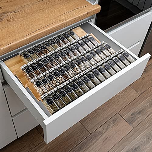 Mulush Bamboo Spice Rack Tray - Spice Drawer Organizer for Kitchen Cabinets Storage and Organization (Jars Not Included, 8 Individual Pieces, Not Adjustable) 6