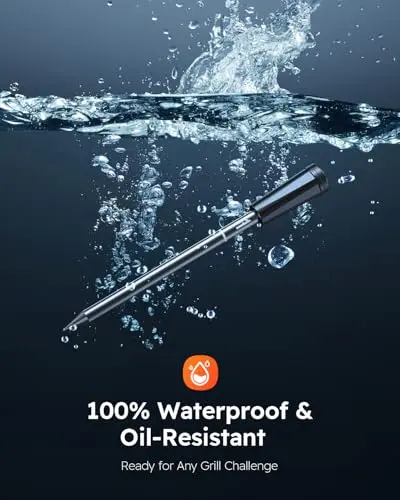 Wireless Meat Thermometer with App Control, 600FT Bluetooth Range, Dual Probes & 6 Sensors, 0.5S Instant Read, LCD Display, IP67 Waterproof Real-Time Monitoring & Smart Alerts for BBQ, Grill, Oven 7