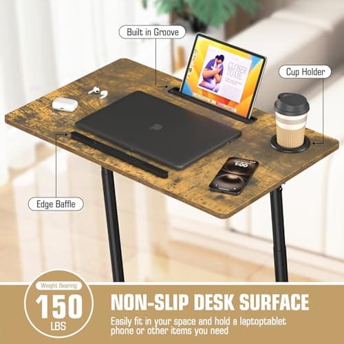 Eocnrhe Treadmill Desk, Mobile Small Standing Desk with Wheels for Walking Pad, Portable Table for Laptop, Rolling Table Adjustable Height, Bedside Table 7