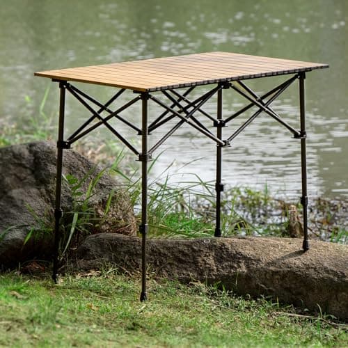 pollilar Camping Table Folding Camp Table Roll Up Surface Lightweight, Collapsible Height Adjustable Suitable for Picnic Adults with Carry Bag for Indoor Outdoor BBQ Picnic Gathering Patio 9