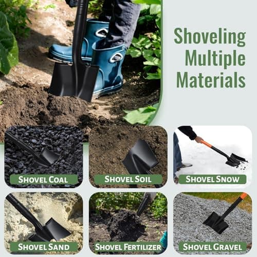Shovel, Garden Shovels for Digging, Small Spade Square Trench Shovel with 43.3" Metal Handle,Mini Transfer Small Flat Shovels for Gardening,Planting,Digging,Landscaping,Camping,Kids Sand Beach Shovels 7