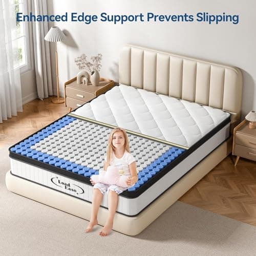 LoadEase Mattress Queen Size, 12 Inch Queen Hybrid Mattress in a Box, Medium Firm Memory Foam & Individually Wrapped Pocket Springs for Pain Relief, Motion Isolation, Edge Support, 80x60x12 7