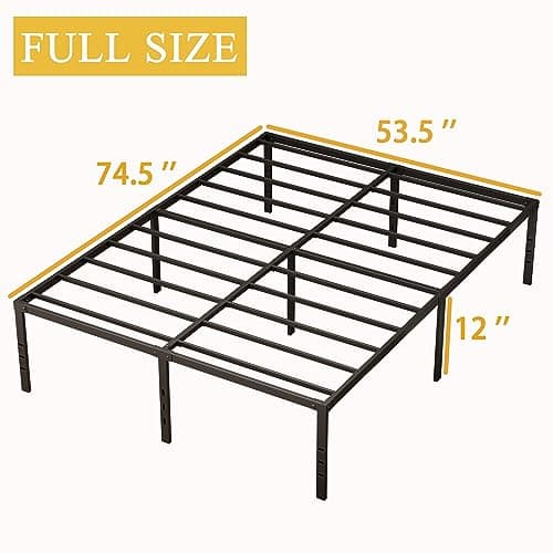 MISAGI Full 14inch Metal Bed Frame No Box Spring Needed, Heavy Duty Metal Platform with Tool Free Setup, Black, Durable, Suitable for Bedroom, Full 2