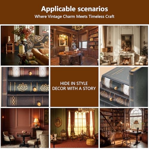 Vintage Wooden Bookends with Drawers – Decorative False Book Shelf Organizer for Home, Office, or Library (311) 6