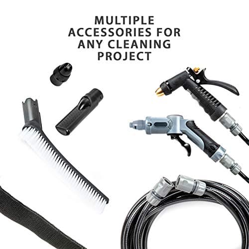 Ivation Multipurpose Portable Spray Washer w/Water Tank – Built in Rechargeable 2200 mAh Lithium Battery and 12v Car Plug - Metal Trigger Guns, Shower & Brush Heads and Flexible Hose 2