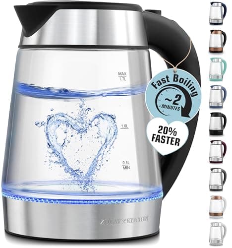 Zulay Kitchen Fast-Boiling Electric Kettle - 1.7L Hot Water Kettle 1500W With Auto Shut-Off - Water Boiler For Coffee & Tea - Boil-Dry Protection, Cool-Touch Handle, 360° Base - Black