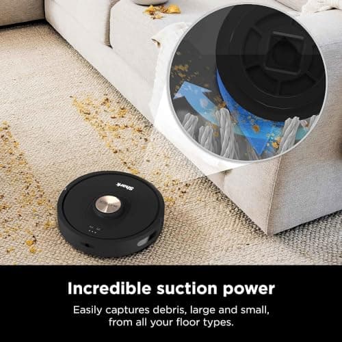 Shark AV2310AE Matrix Self-Emptying Robot Vacuum with No Spots Missed on Carpets and Hard Floors, Precision Home Mapping, Perfect for Pet Hair, Bagless, 45-Day Capacity Base, Wi-Fi Black/Brass 5