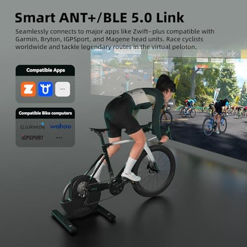 CYCPLUS R200 Smart Indoor Bike Trainer, 2200W Brushless Motor, 19% Gradient Simulator, BLE & ANT+ Dual Mode, Virtual Shifting, Uphill/Downhill Simulation, Super Silence for Realistic Indoor Cycling 8
