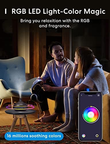 Meross Smart WiFi Essential Oil Diffuser Works with Apple HomeKit & Alexa, Ultrasonic Aromatherapy Diffuser & Mist Humidifier with Voice & APP Remote Control, Schedule & Timer, RGB Light 6