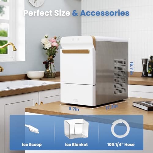 Gevi V2.0 Quiet Countertop Nugget Ice Maker, Self-Cleaning Chewable Pellet Ice Machine, 38 lbs/24H, Energy-Efficient, White 8