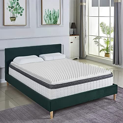 Zayton, 1-Inch Convoluted High Density Foam Mattress Topper, CertiPUR-US Certified for Superior Comfort and Support, Twin, White
