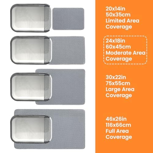 Petinstinct Cat Litter Mat, 24x18 Inches Large Double Layer Honeycomb Cat Litter Trapping Mat, Non Slip Waterproof Urine Proof Cat Litter Box Mat for Floor, Kitty Litter Rug, Cat Supplies, Gray 9