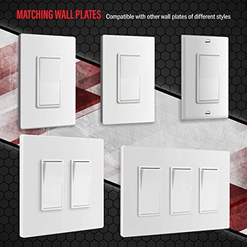 ENERLITES Decorator Paddle Rocker Light Switch, Gloss Finish, Single Pole, 3 Wire, Grounding Screw, Residential Grade, 15A 120V/277V, UL Listed, 91150-W, White 6