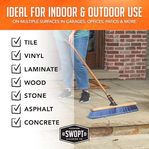 SWOPT 24” Premium Multi-Surface Push Broom Head — Cleaning Head Interchangeable with All SWOPT Cleaning Products for More Efficient Cleaning and Storage — Indoor and Outdoor Push Broom 9