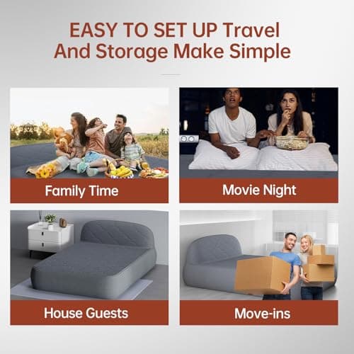 MIYUEXIN AirSlim Pro Series Luxury Air Mattress with Headboard 13" High Queen Mattress with Pump Portable Air Bed with Gray Cover 1500lb Weight Capacity for Family Guest Travel Camping 8