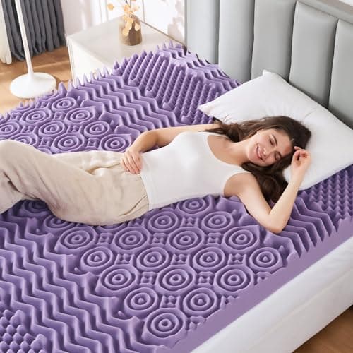 MUXHOMO 3 Inch 7-Zone Queen Mattress Topper, Egg Crate Memory Foam Mattress Topper Queen Size for Back Pain, Lavender Cooling Gel Infused Bed Pad, CertiPUR-US and Oeko-TEX Certification (60"×80") 9