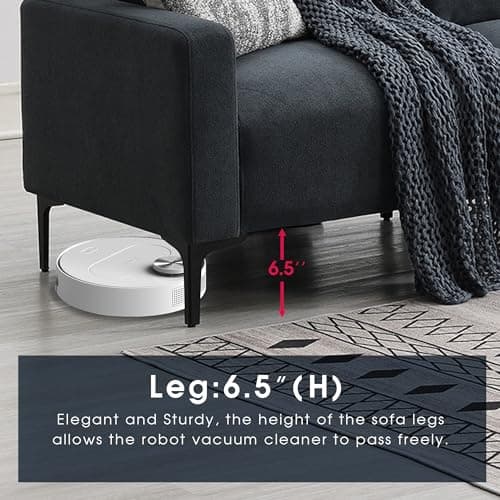 DHPM Sectional Sofa Modern L-Shaped Deep 3-Seat Sofa&Couch with Ottoman, Sofá Sleeper Comfy Upholstered Furniture for Living Room, Apartment, Studio, Office 5