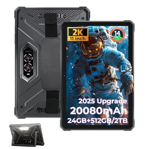 HOTWAV R9 Plus Rugged Tablet 11 inch Android 14 Tablets, 20080mAh Waterproof Tablet, 2K 24GB+512GB/2TB TF Work Tablets, 64MP+16MP Octa-Core IP68&IP69K/4G Dual SIM/5G WiFi/Face ID/GPS/OTG