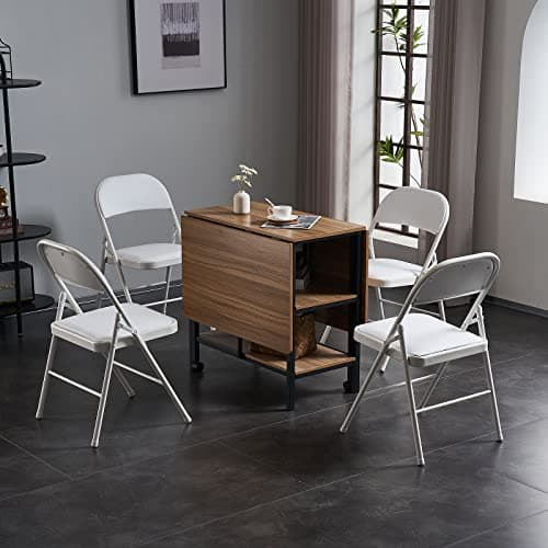 Karl home 6 Pack White Folding Chairs with Padded Seats for Outdoor & Indoor, Portable Stackable Commercial Seat with Steel Frame for Events Office Wedding Party, 330lbs Capacity 7