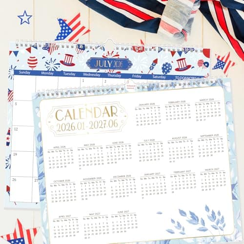 GuassLee Wall Calendar 2026-2027 from Jan. 2026 to Jun. 2027, 18-Month Paper Wall Planner with To-Do List and Notes for Office School Home Teacher Planning, 14” x 11.5” 7