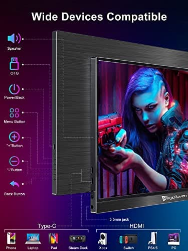 MAGICRAVEN 144HZ Portable Gaming Monitor, 17.3" 1080P Laptop Monitor, Dual USB C HDMI Second Computer Screen, VESA Gaming Display with Speakers, Travel Monitor for PS4/5 Xbox Switch MAC PC Phone 5