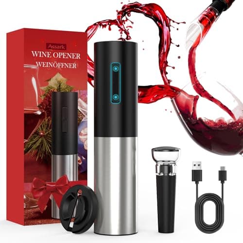 Electric Wine Opener, Automatic Electric Wine Bottle Corkscrew Opener with Foil Cutter Aerator Pourer Vacuum Stopper, Rechargeable Wine Opener Set, Gift For Christmas New Year Housewarming Birthday