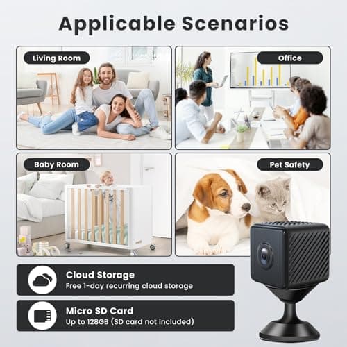 Mini Security Wireless 2025 Camera Small Home WiFi 1080P Micro HD Magnetic Nanny Cam with Motion Detection,Cloud & SD Storage,Night Vision,Can No Need WiFi Cams Tiny Cameras for Home Indoor Outdoor 7