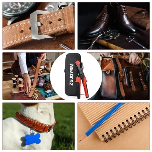 Leather Hole Punch Tool Set, Multi Hole Sizes Puncher, Revolving Punch Plier Kit for Belts, Watch Bands, Handbag Straps, Dog Collars and More 6