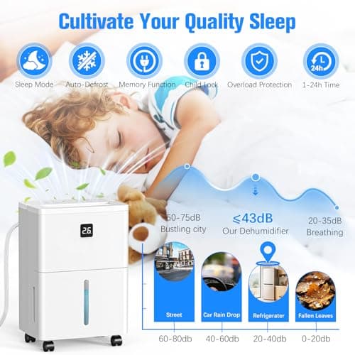 DEVERSE Max 25 Pints Dehumidifier for Home/Bedroom/Basement, 3000 Sq.Ft Coverage, with Drain Hose, Smart Humidity Control & Large Tank 8