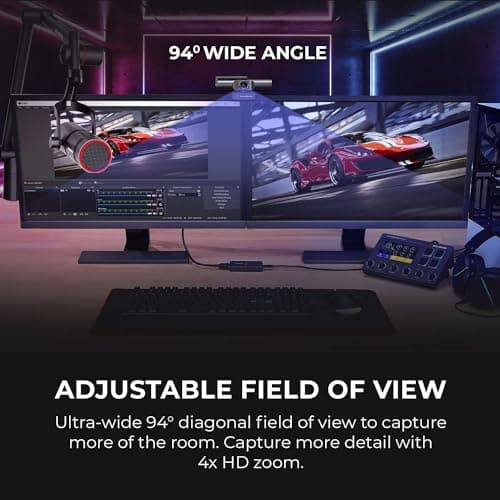 AVerMedia Live Streamer CAM 513-4K 30 fps UHD, Ultra Wide Angle Webcam with Fixed-Focus Glass Lens, for Indoor Lighting, Works with OBS, Zoom, Black 8