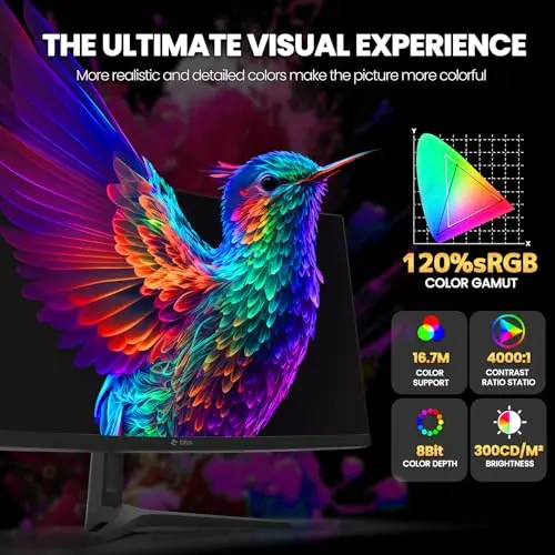 CRUA 34" Curved Gaming Monitor, WQHD 3440x1440, 144Hz/165Hz Computer Monitors, 1500R VA Screen, 120% sRGB, AMD FreeSync, HDMI 2.0 & DP 1.4, Wall Mountable Installs- Black 5