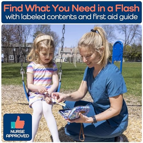 KeepGoing Travel First Aid Kit for Kids – 130 Pc. for Car, Home, Purse, Diaper Bag & Backpack with Latex-Free Bandages - Mini First Aid Kit Travel Size TSA-Approved 8