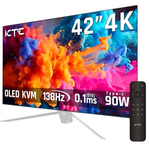 KTC 42 Inch 4K OLED Gaming Monitor, 0.1ms GTG 138Hz, 134% sRGB, 4-Side Frameless, Type-C 90W, Speakers,Remote, Freesync G-Sync, DP/HDMI/USB, VESA, Ultrawide OLED Monitor for Gaming(Without Base)