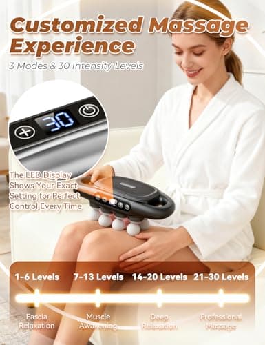 Veloreva Massager - 16 Head Massage Gun Deep Tissue for Pain Relief, Pro Massager with 3 Modes & 30 Levels, Back Massagers for Back, Shoulders, Legs, Foot, Body, Fast Relief (Black) 5