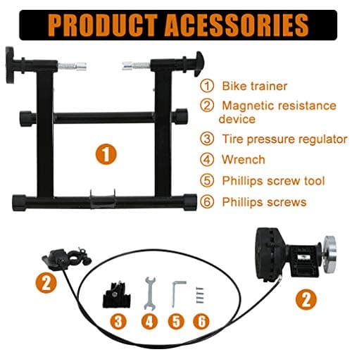 Bike Trainer Stand for Indoor Riding, Bicycle Exercise Training Stand with Magnetic Flywheel,Noise Reduction,5Resistance Settings Stationary Bike Resistance for Road 6